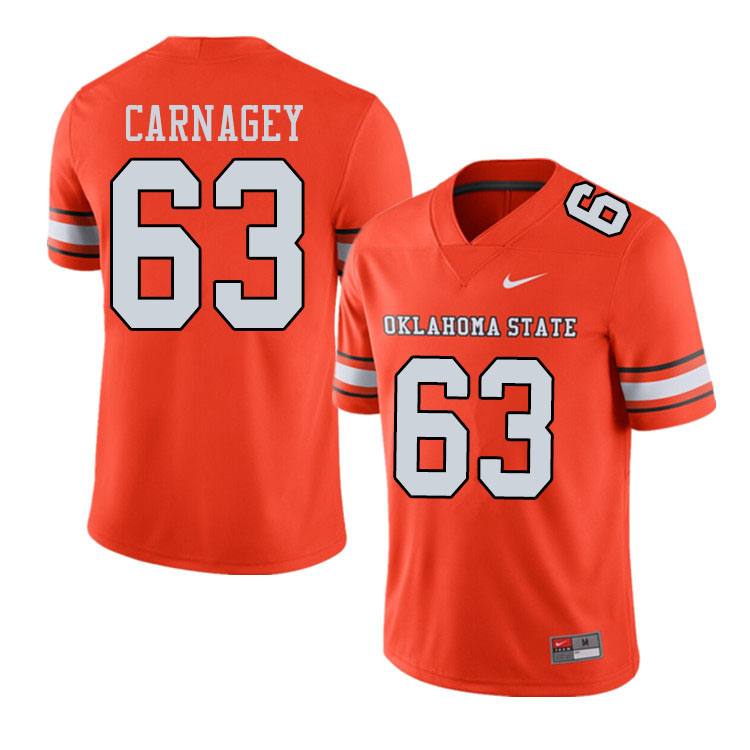 Men #63 Dylon Carnagey Oklahoma State Cowboys College Football Jerseys Sale-Alternate Orange